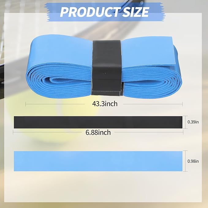 Tennis Racket Grip Tape, Precut Sweat-Absorbing Tennis Overgrip Tape, Anti-Slip and Dry Feel Tennis Tape for Pickleball, Badminton & Tennis (10 Colors)