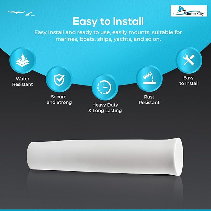 MARINE CITY Vinyl Inserts for Fishing Rod Holder White Plastic Strong and Durable Heavy Duty Easy Rod Secures Placement for Boat Marine