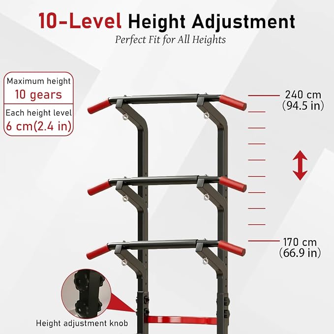 Power Tower Pull Up & Dip Station Multi-Function Home Strength Training Fitness Workout Station Height Adjustable