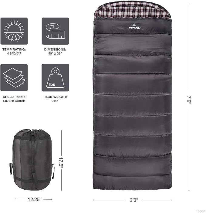 Teton Celsius XXL Sleeping Bag, Cold Weather Sleeping Bags for Adults and Kids, Camping Made Easy and Warm. Compression Sack Included