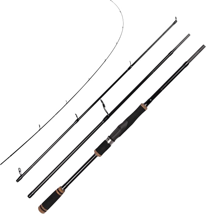 Eurasian Sports 30T Carbon Travel Spinning Rod - 4 Piece 6ft/7ft Portable Fishing Pole for Freshwater & Saltwater Bass, Trout, Ultra Light to Medium Light Fast Action SiC Guide Rings Rods with Case