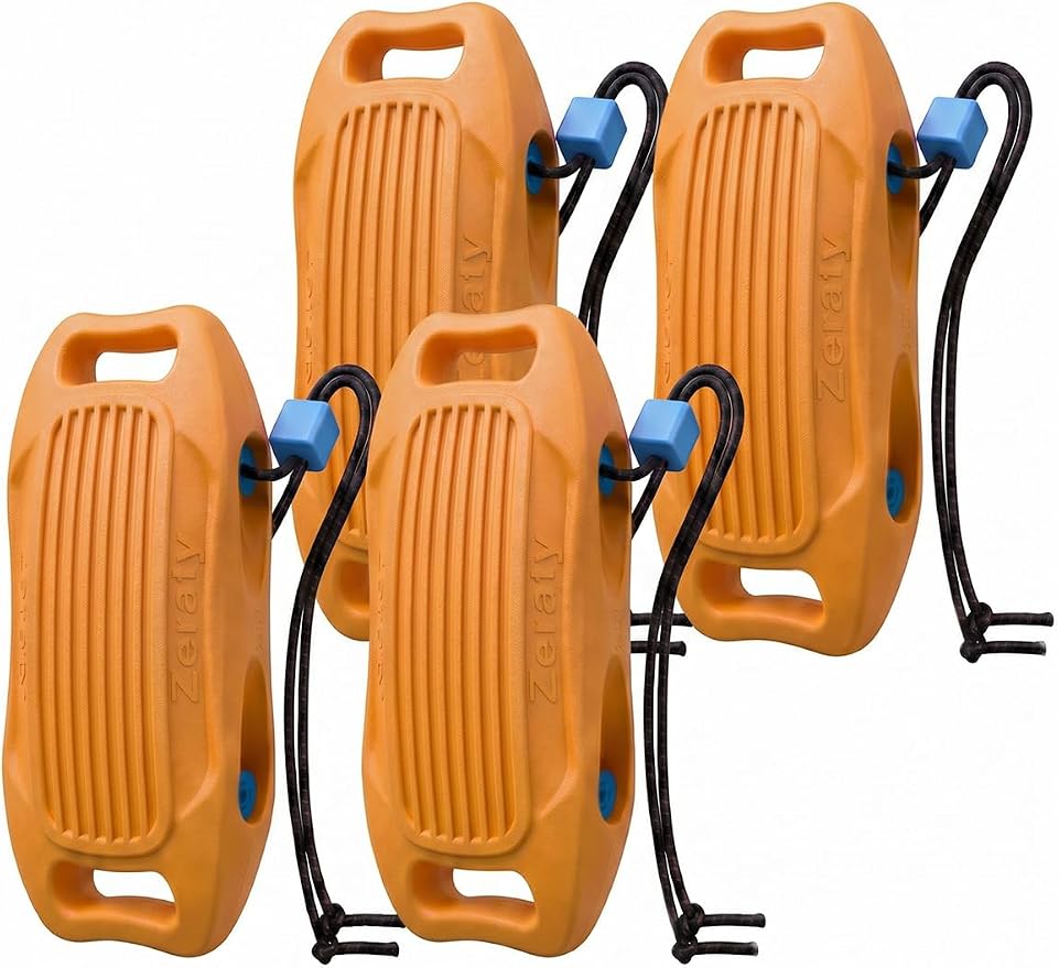 Zeraty Solid EVA Boat Fenders 1-2-4 Packs, 17''x8'' No-Deflation Dock Bumpers with Adjustable Ropes, Modular Stackable Non-Rolling Marine Hull Protector for Pontoon, Yacht, Bass, Jet Ski and Jon Boats