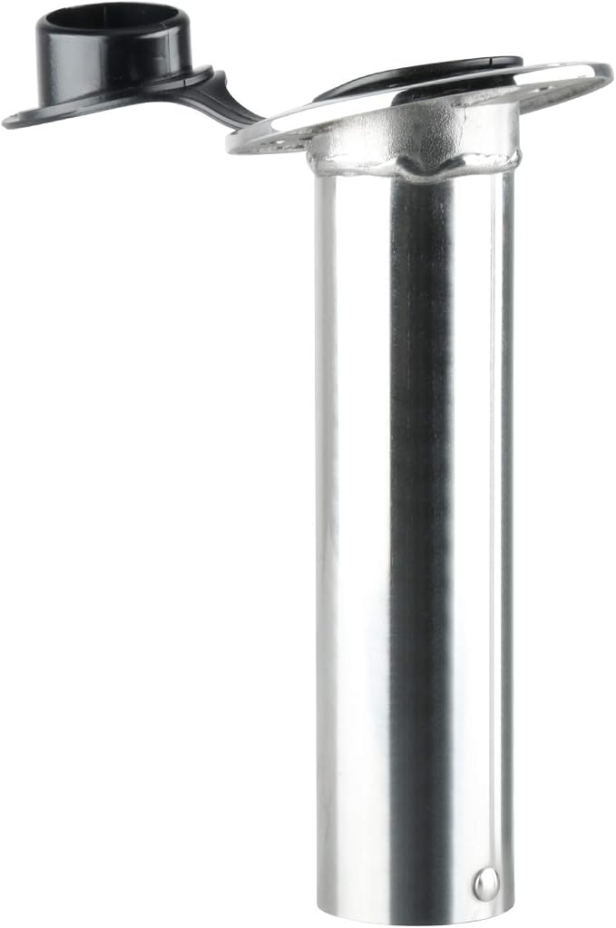 Amarine Made Fishing Rod Holder 2/4Pack Stainless Steel Rod Holder Heavy Duty Flush Mount with Black PVC Cap and Liner 15 Degree
