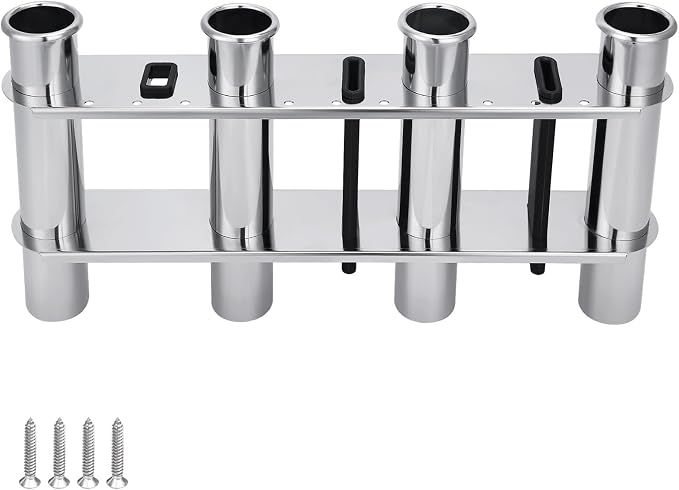 4 Tube Fishing Rod Holder & Boat Organizer Rod Rack Stainless Steel Fishing Rod Bracket Tube-linked Fishing Accessories