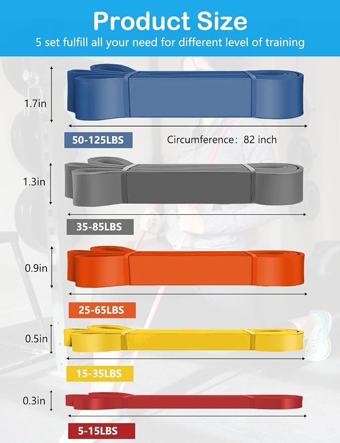Pull Up Bands, Resistance Bands Set, Exercise Workout Bands for Men & Women, Ideal for Body Stretching, Physical Therapy and Muscle Training