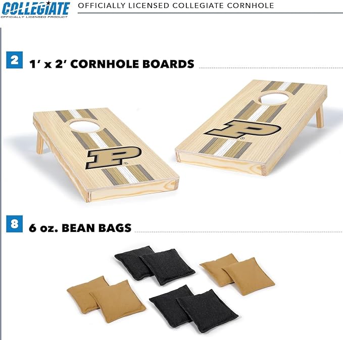 Wild Sports College Portable Size 1' x 2' Solid Wood Cornhole Set with Direct Print HD Team Graphics – Travel Size