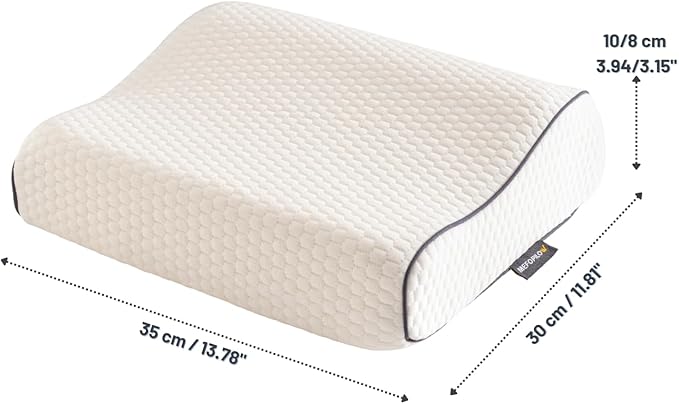 Memory Foam Travel Pillow with Washable Cover & Carry Bag – Compact, Soft & Breathable Neck Pillow for Airplane, Camping & Car (White- Without Spare Cover, 13.8x11.8x3.9/3.1 inches)