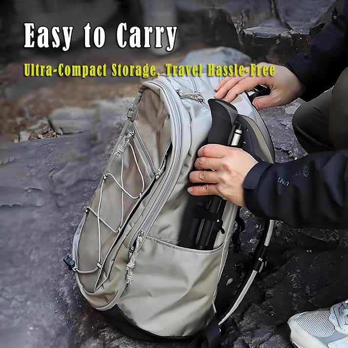 Ultralight 7.6oz 100% Carbon Fiber Trekking Poles, 2-Pack Collapsible Anti-Shock Hiking Poles with Tungsten Carbide Tips & EVA Foam Grip, Compact for Backpacking, Camping, Mountaineering
