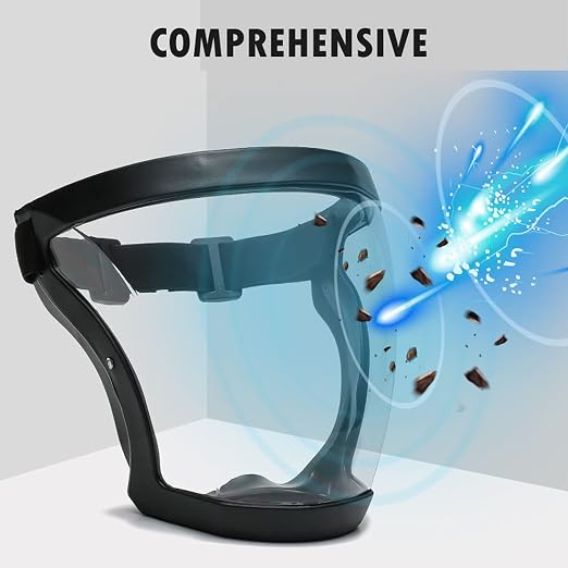 Anti-Fog Full Face Active shields Protection Visible Expression Transparent Breathable Comfortable Adults Reusable (Black, 1PCS), JZY-0010