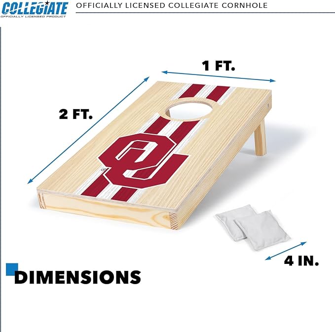 Wild Sports College Portable Size 1' x 2' Solid Wood Cornhole Set with Direct Print HD Team Graphics – Travel Size