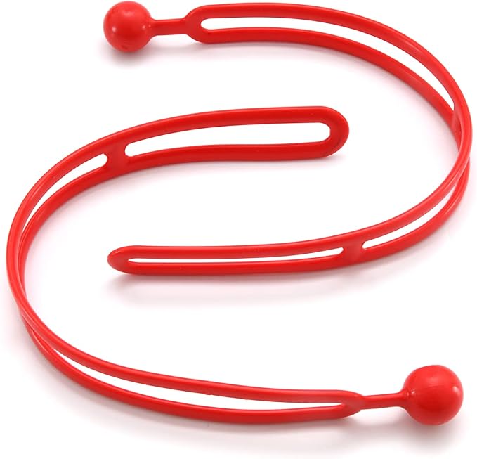 BluBird Rapid Tie Adjustable Strap, 15" Expandable Heavy Duty Indoor Outdoor Ball Ties Cord (UV Resistant, No Recoil Like Bungee Cord, Made in USA) - Red - 2pk