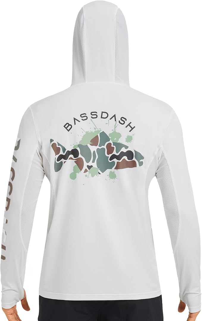 BASSDASH Men’s UPF 50+ Graphic Fishing Hoodie Shirts UV Sun Protection Long Sleeve Moisture Wicking Performance FS48M