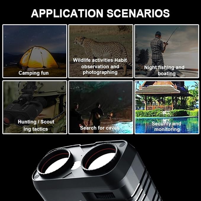 Night Vision Goggles - 1080P Night Vision Binoculars for Adults, 5X Digital Zoom and 3'' HD Screen Binoculars can Save Photo and Video, with Rechargeable 3000mAh Battery, Black