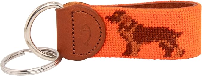 Leather Hand-Stitched Needlepoint Key Fob or Key Chain