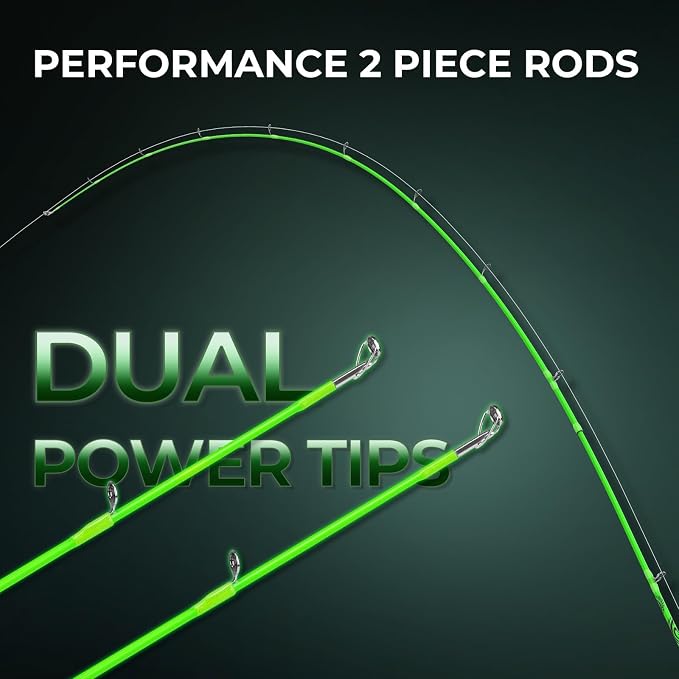 KastKing Zephyr Dual Tip Spinning & Casting Fishing Rods, Green | Lightweight IM6 Graphite Rod, Dual Tips Section for Different Powers, Built-in Hook Keeper, PTS Power Transition System