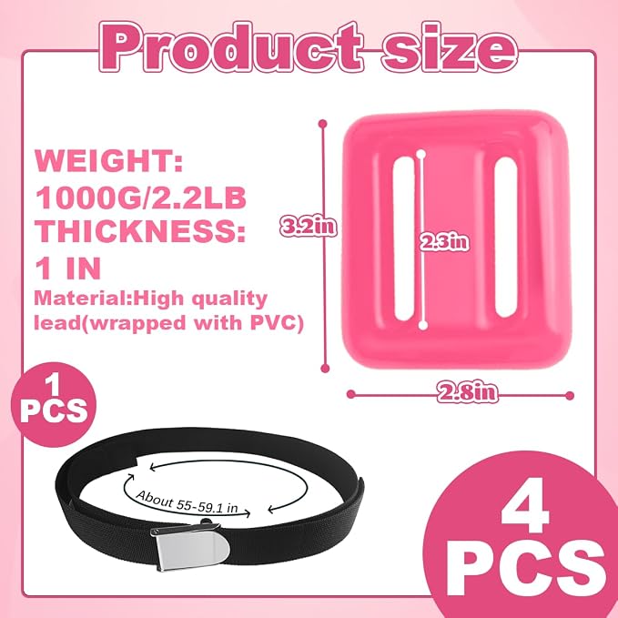 4 Pcs Scuba Weight Belt,Dive Weight Belt,Nylon Coated Dive Weights Block,2.2LB Scuba Weights,Freediving Weighted Dive Belts with Metal Block Buckle for Free Diving Spearfishing