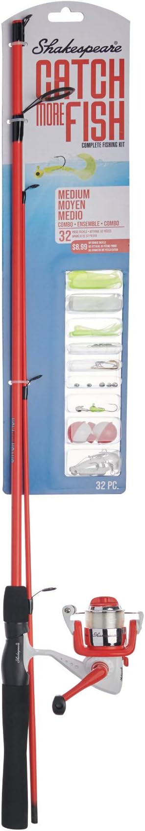 Shakespeare Catch More Fish Spinning Reel and Fishing Rod Combo with Kit