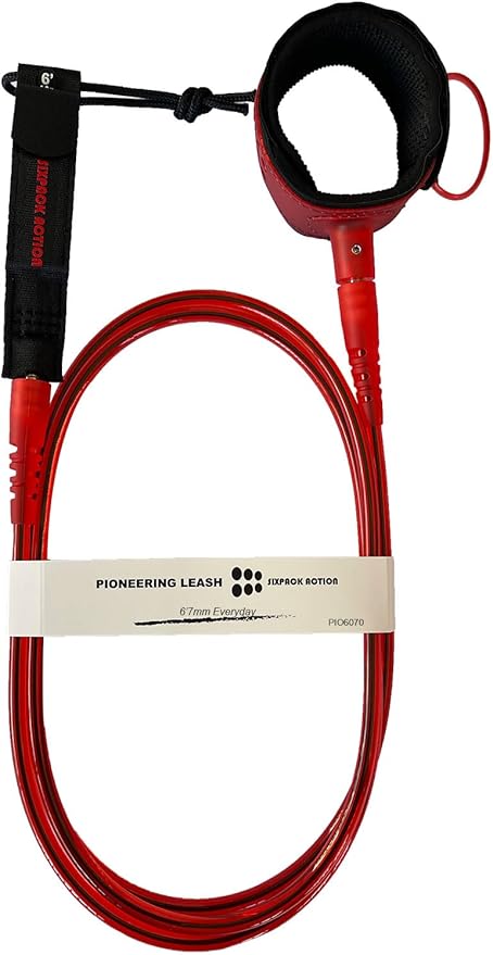 SIXPACK ACTION Pioneering Surf Leash, 5ft/6ft/7ft/8ft/9ft Comp Pro Surfboard Leash with 360-Degree Integral Molding Cuff Providing Maximum Durability, Flexibility and Comfort