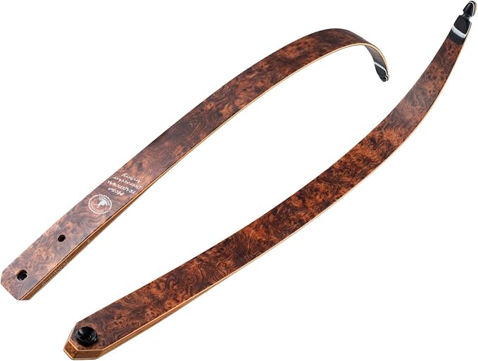 Deerseeker Archery Mesa Takedown Recurve Limbs with Woodgrain Veneer Laminated with Bamboo Core and Fiberglass for Recurve Bow Shooting Hunting