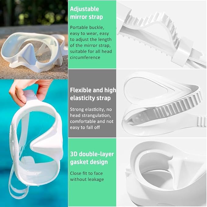 2 Sets Snorkeling Gear for Adults, Snorkel Set Adult Panoramic View, Anti-Leak Anti-Fog Scuba Diving Mask with Mesh Bag, for Portable Professional Diving Snorkeling Set