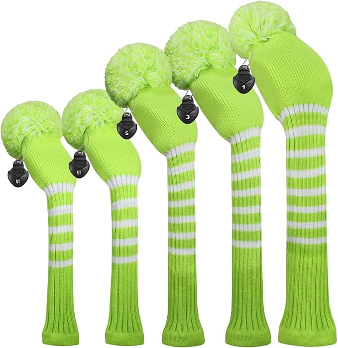 Scott Edward Golf Headcover Set of 5 PCS, Driver Wood Cover *1, Fairway Wood Cover *2, Hybrid Cover * 2, with Rotating Number Tags