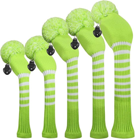 Scott Edward Golf Headcover Set of 5 PCS, Driver Wood Cover *1, Fairway Wood Cover *2, Hybrid Cover * 2, with Rotating Number Tags