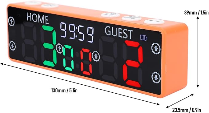 Electronic Scoreboard, 0-99 Score Range 0-9 Game Points, LED Display Digital Scoreboard with Buzzer, Battery Powered Basketball Scoreboard, Score Keeper for Chess, Table Tennis