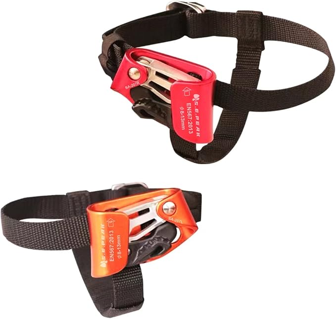 Foot Ascender Upgraded Foot Riser 140kgs Strong Rappelling Gear Equipment for Rock Climbing Tree Arborist, Climbing Rescue Caving, Mountaineering, 8~13MM Rope, Right/Left Foot, 4kN
