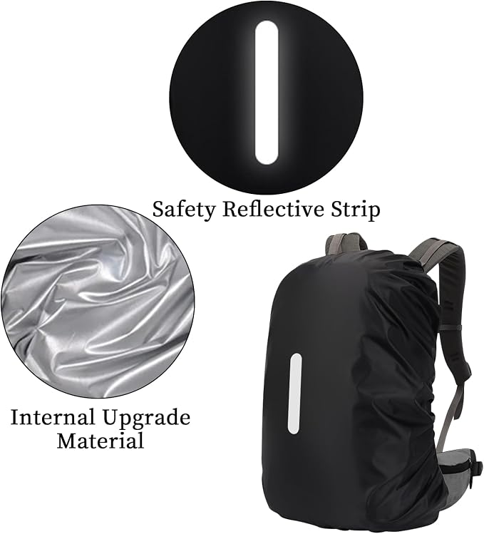 55-110L Waterproof Backpack Rain Cover, Ultralight Rucksack Rain Cover with Reflective Strip & Anti-Slip Cross Buckle Straps & Storage Pouch for Hiking Camping Outdoor Traveling