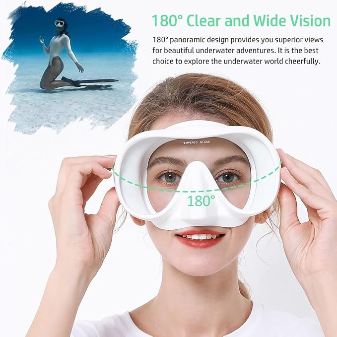 2 Sets Snorkeling Gear for Adults, Snorkel Set Adult Panoramic View, Anti-Leak Anti-Fog Scuba Diving Mask with Mesh Bag, for Portable Professional Diving Snorkeling Set