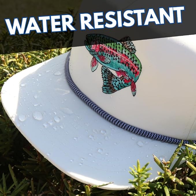 Trout Hat for Men - Dri-Fit Snapback Fishing Cap with Embroidered Rainbow Trout - Performance Laser Back Hat