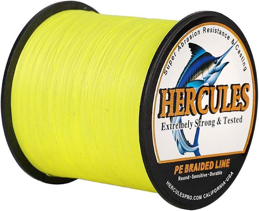 HERCULES Cost-Effective Super Strong 4 Strands Braided Fishing Line 6LB to 100LB Test for Salt-Water, 109/328 / 547/1094 Yards (100M / 300M / 500M / 1000M), Diam# 0.08MM - 0.55MM, Hi-Grade