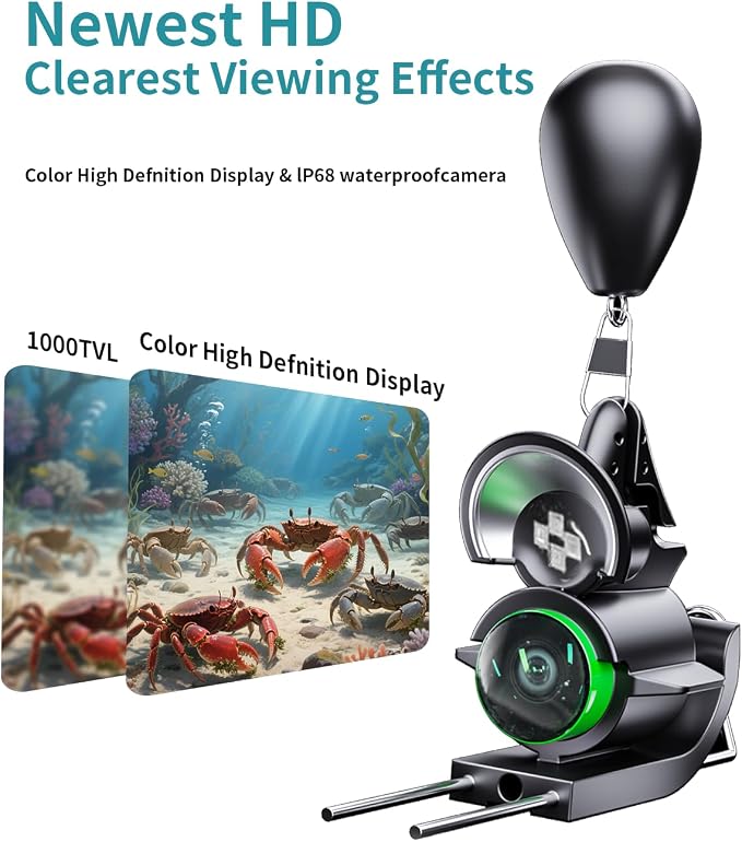FOURQ Auto Reel Underwater Fishing Camera, 4.3" HD Monitor Fish Finder with 100ft Cable, 4 IR Night Vision Lights & 5000mAh Battery, Portable Video Camera for Ice, Kayak, Boat & Saltwater Fishing