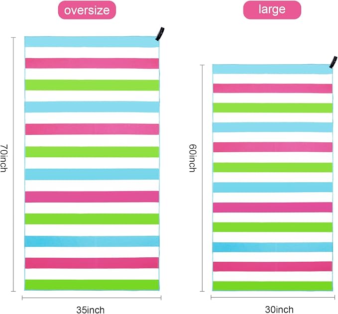 Exclusivo Mezcla 4 Pack Microfiber Quick Dry Beach Towels, Oversized Lightweight Sandfree Pool Towels for Swimming Camping Travel with Bagn (Mixed Color, 35x70 Inches)