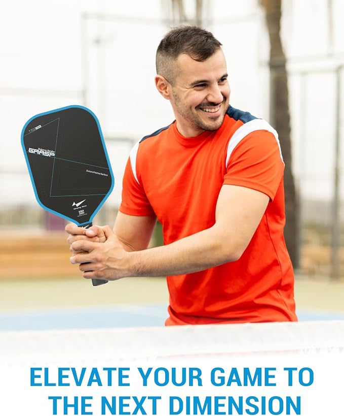 Warping Point Raw Carbon Fiber Pickleball Paddle, Endura Friction Surface For Maximum Spin & Balanced, Multi-Layer Carbon Fiber Edgeless Design, 16mm Polypropylene Honeycomb Core, USAPA Approved, Blue