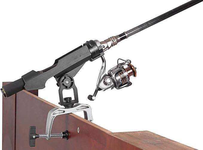 HiUmi Fishing Boat Rods Holder with Large Clamp Opening 360 Degree Adjustable Fishing Rod Racks Folding Holder