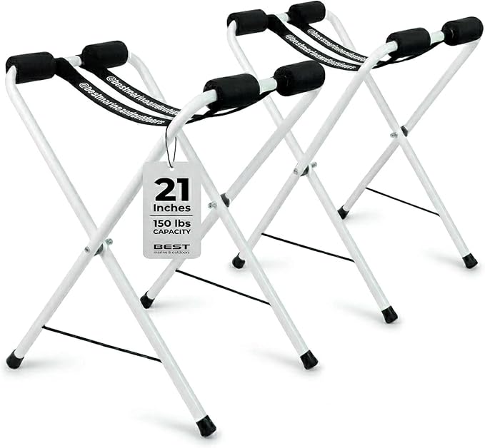 Best Marine and Outdoors Folding Kayak Stands – 21" Tall, No Assembly, Heavy Duty Aluminum, Portable Kayak Storage Rack for Canoe, SUP & Paddle Board – 150 lb Capacity, Lightweight & Foldable
