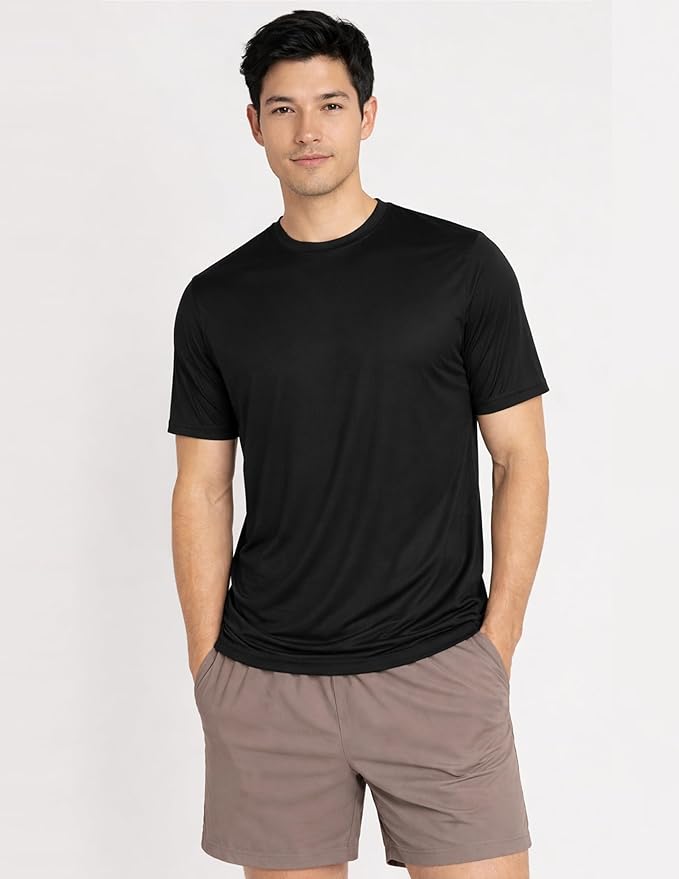 5 Pack Men’s Active Quick Dry Crew Neck T Shirts | Athletic Running Gym Workout Short Sleeve Tee Tops Bulk
