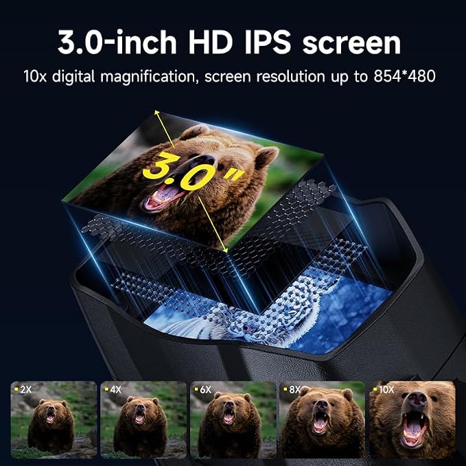 Night Vision Goggles - 4K Night Vision Binoculars with 875 Yards Range,48MP,3 Inch Display,10X Digital Zoom,7-Level IR,32GB Card,5000mAh Battery,Gift&Cool Gadgets for Hunting