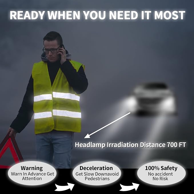 Safety Vest, Reflective High Visibility Construction Vest for Men, Work, Cycling, Runner, Surveyor, Volunteer, Road