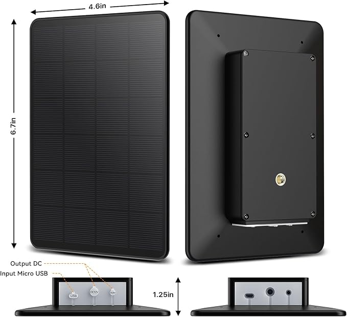 LIYVZ Trail Camera Solar Panel with Bulit-in 5000mAh Battery 2 Pack, 3W Solar Panel for Trail Camera IP66 Waterproof Multi Interfaces with USB-C & DC 6V/9V/12V Output, 360° Adjustable