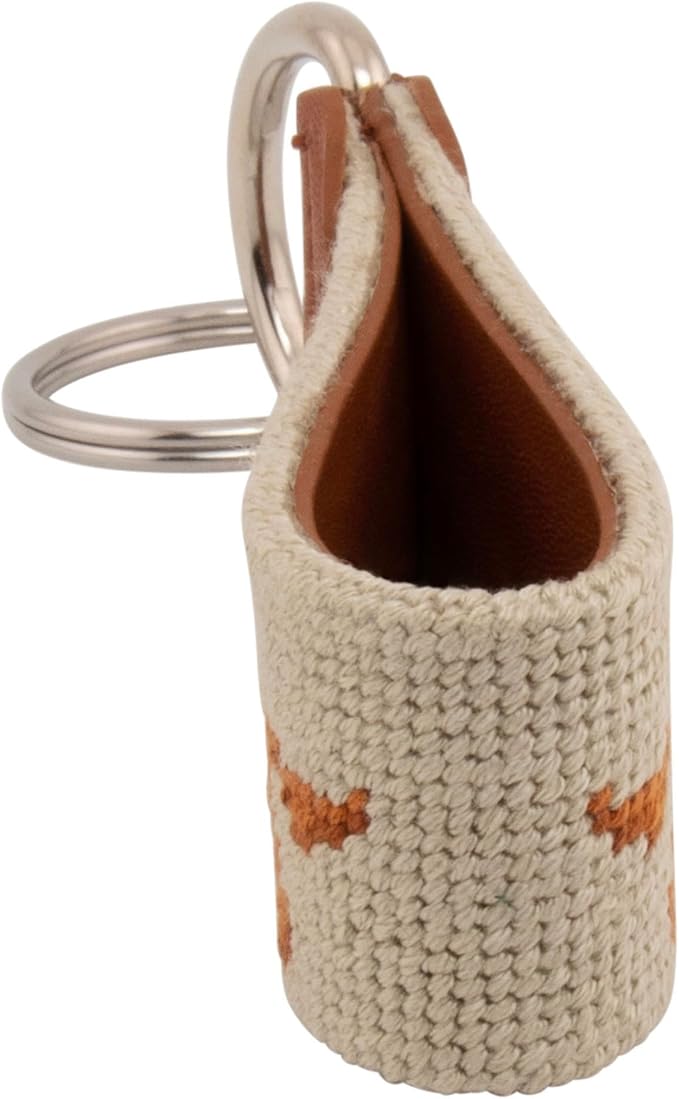 Leather Hand-Stitched Needlepoint Key Fob or Key Chain