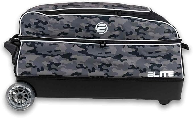 ELITE Basic Triple Roller Black Bowling Bag - 3 Ball Roller, Fits 2 Pairs of Size 15 Shoes, Air Travel-Friendly