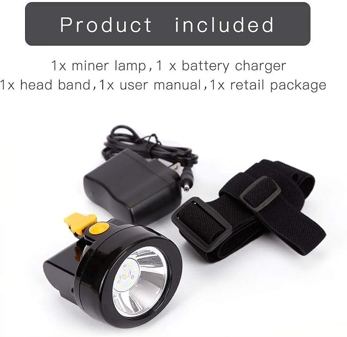 Rechargeable LED Mining Cap Lamp 1+6 Light Source, White Light Coal Miner Headlight for Hard Hat, Waterproof Underground Mining Light, High Brightness Safety Helmet Lamp for Outdoor Work