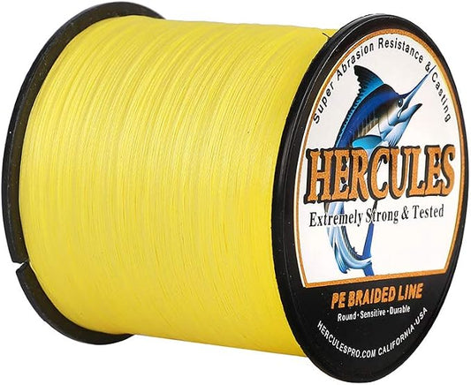 HERCULES Cost-Effective Super Strong 4 Strands Braided Fishing Line 6LB to 100LB Test for Salt-Water, 109/328 / 547/1094 Yards (100M / 300M / 500M / 1000M), Diam# 0.08MM - 0.55MM, Hi-Grade