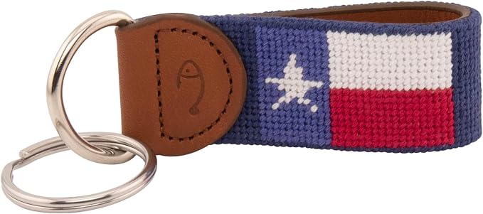 Leather Hand-Stitched Needlepoint Key Fob or Key Chain