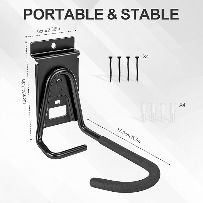 Slatwall Bike Hooks, Heavy Duty Bicycle Hangr with PVC Coating, Wall Mount Vertical Bicycle Storage Rack - 8 Pack
