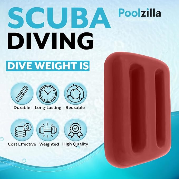 Poolzilla Vinyl Diving Weight for Scuba Diving, Durable Lead Weight with Slits for Placement Along Belt, Comes in 1.1LB(0.5KG) or 2.2LB(1KG) Sizes