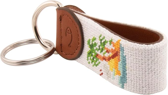 Leather Hand-Stitched Needlepoint Key Fob or Key Chain