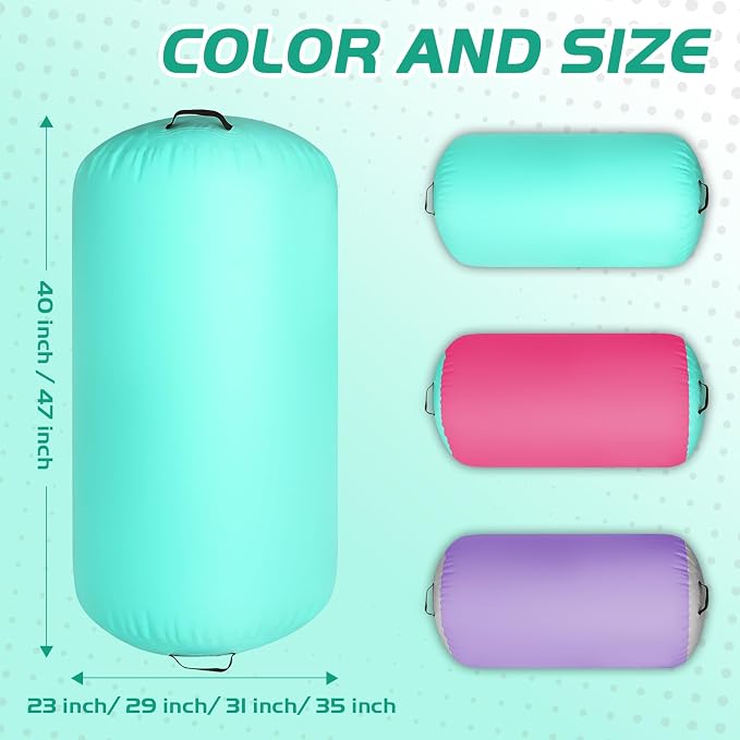 Inflatable Gymnastics Air Roller Barrel, Tumble Rolling Air Roller Gymnastics Barrel with Electric Pump for Kids Adults Home Outdoor Gymnastic Training Cheerleading Yoga